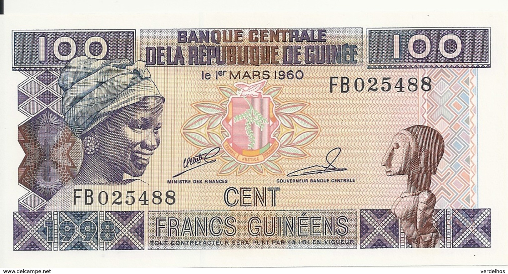 GUINEE 100 FRANCS 1998 UNC P 35 - Guinée