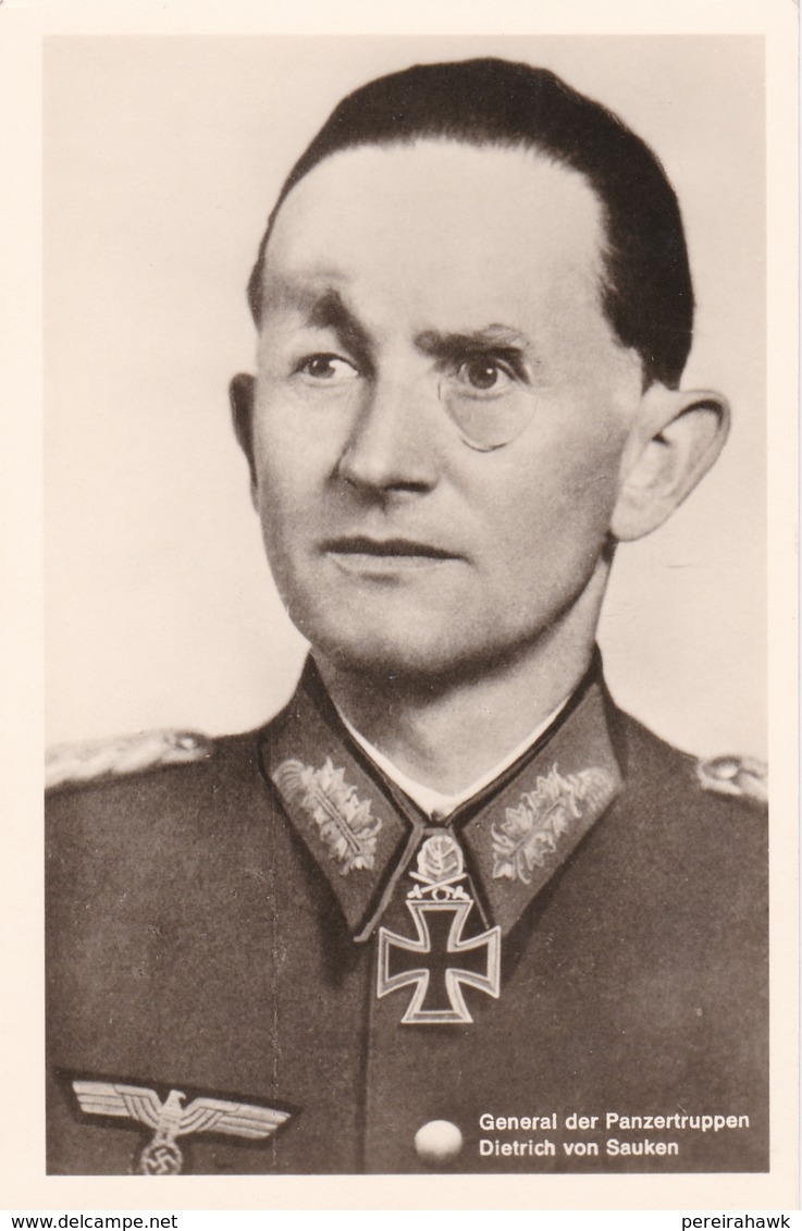 German Postcard, Photo By Heinrich Hoffmann, Of General Dietrich Von Sauken, Commander Of 4th Panzer Division Commander - Altri & Non Classificati