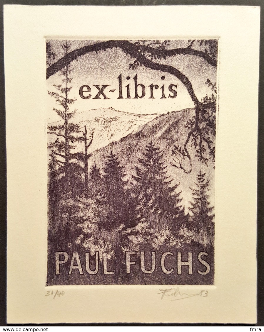 Ex-libris Paul FUCHS Par Frédéric KUHLMANN, Illustrateur Alsacien -Alsace 1983 - Signé Numéroté - TB (10 X 12,5 Cm) /E10 - Ex-libris