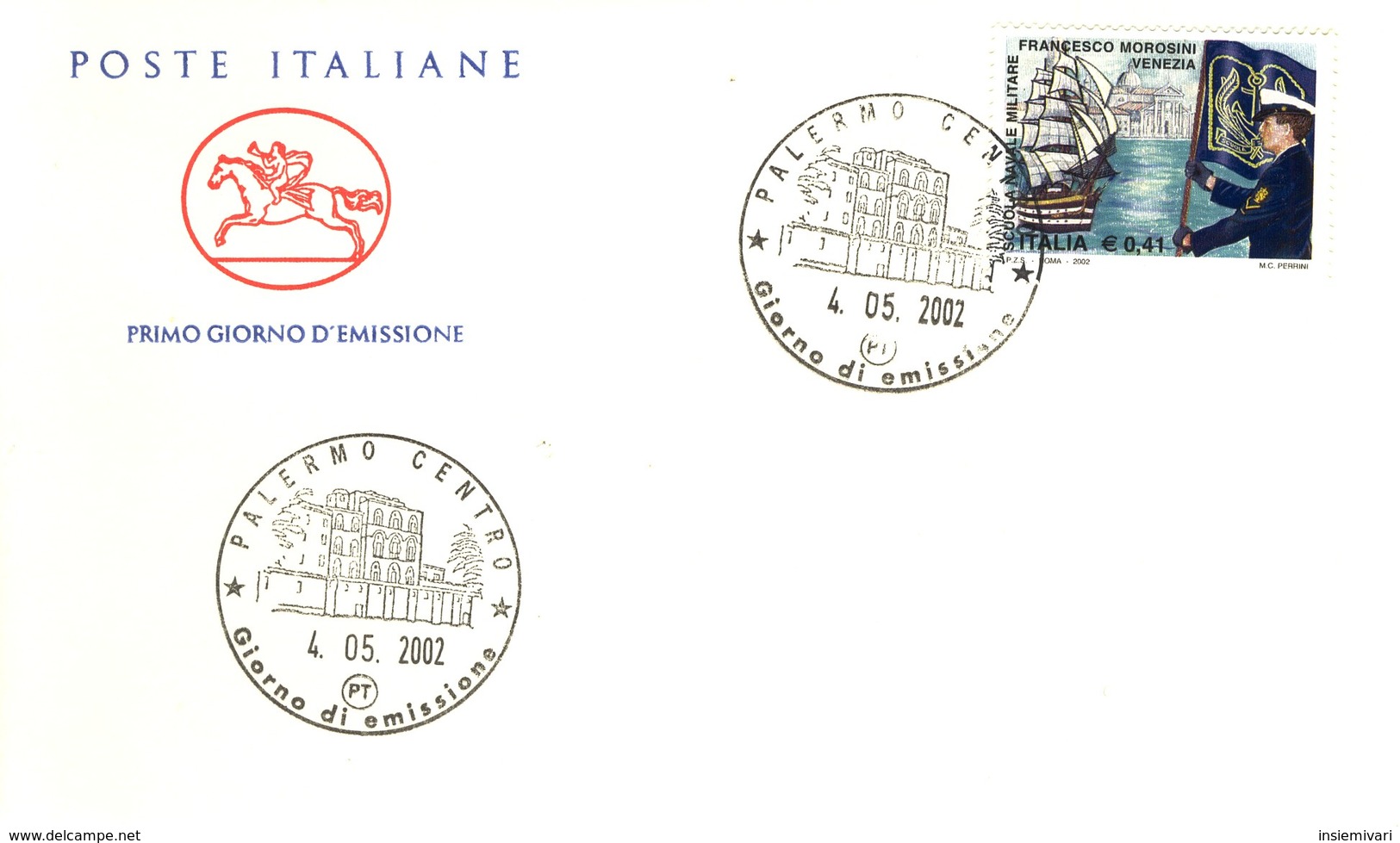 FDC Cavallino Italia Repubblica 2002 - Scuola Navale Militare Francesco Morosini. - FDC