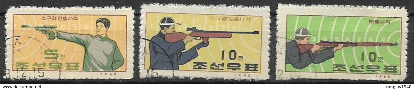 COREA DEL NORD 1963 OLIMPIADI DI TIRO YVERT. 490-492 USATA VF - Corea Del Nord