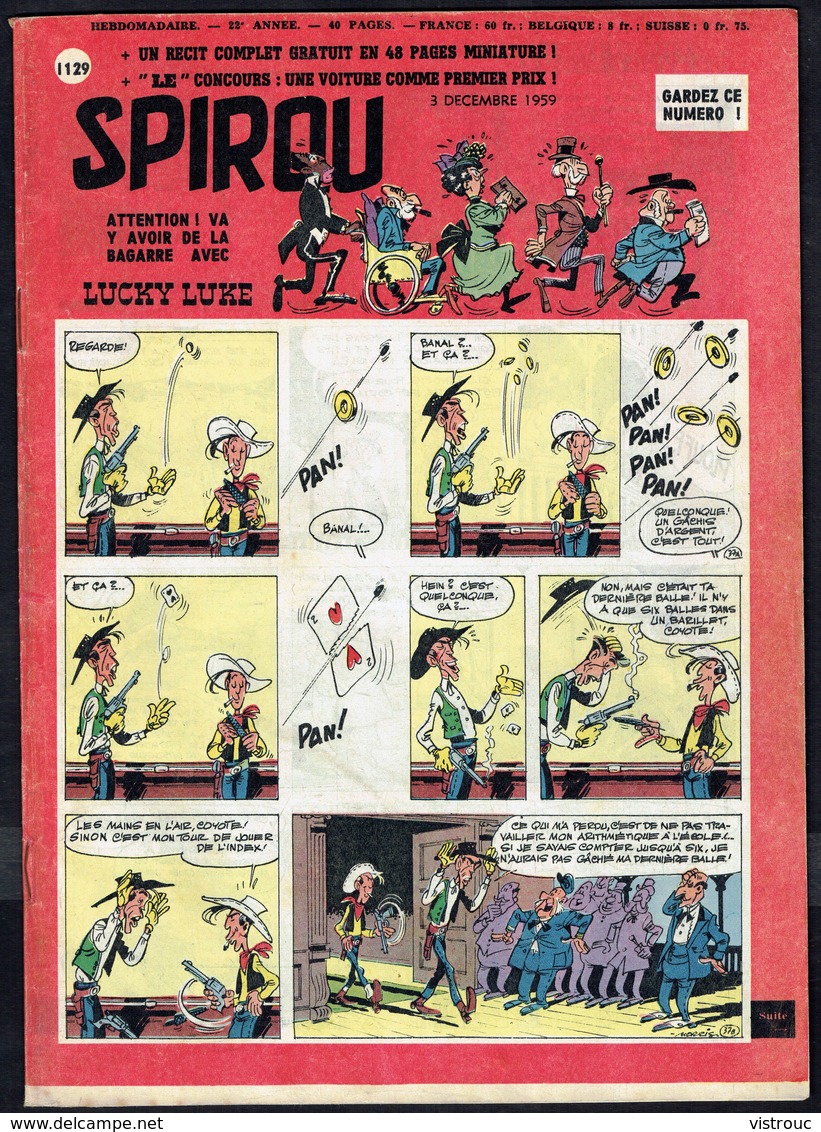 SPIROU N° 1129 -  Année 1959 - Couverture " LUCKY LUKE " De MORRIS. - Spirou Magazine