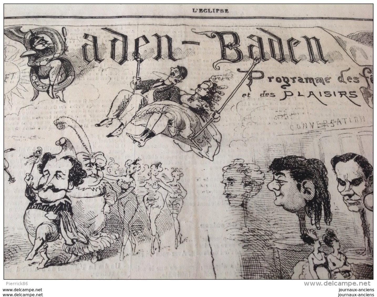 1869 Journal L'ECLIPSE N° 79 - BADEN BADEN - COMME ÇA SE JOUE Par GILL - OIE - 1850 - 1899