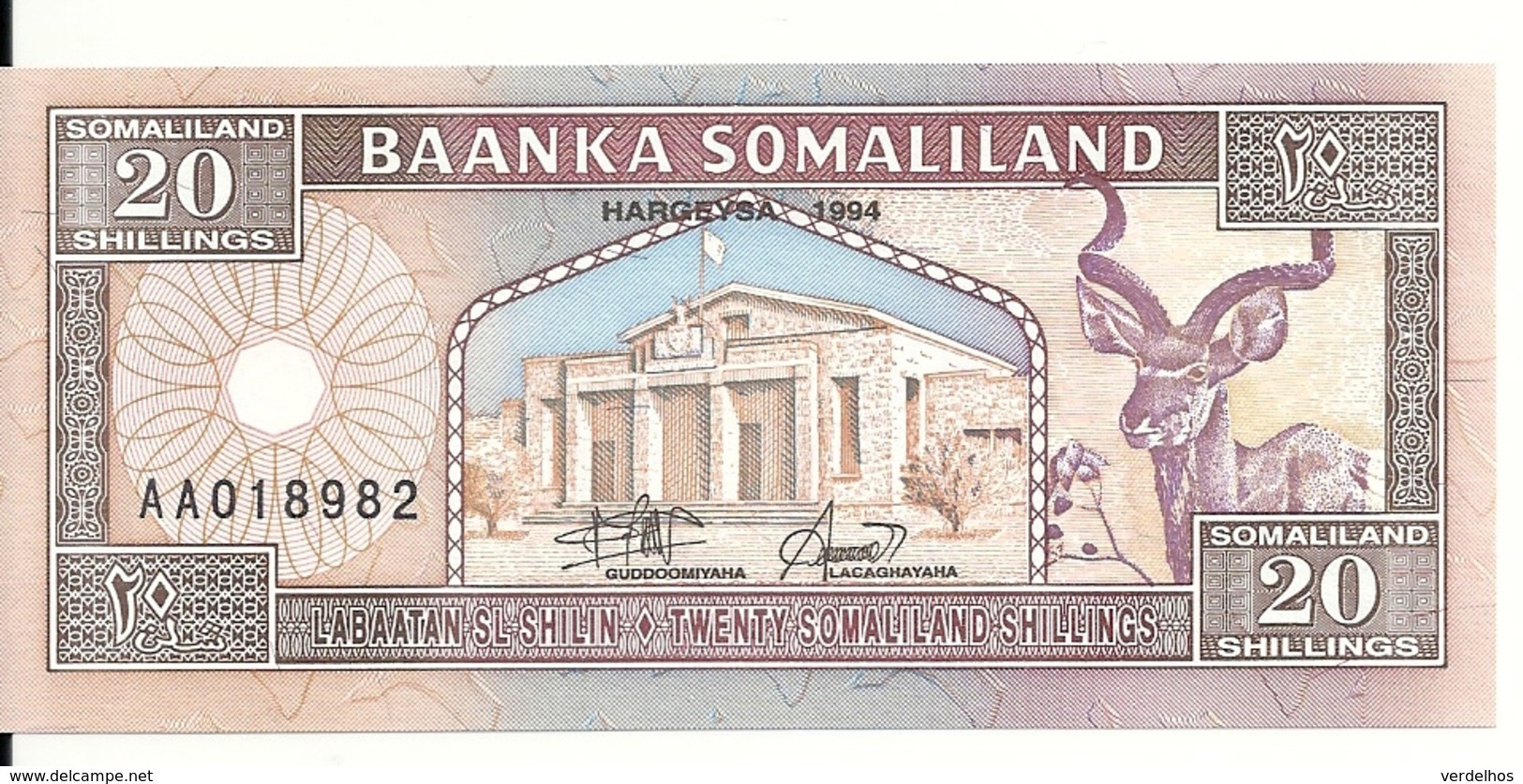 SOMALILAND 20 SHILLINGS 1994 UNC P 3 A - Somalië