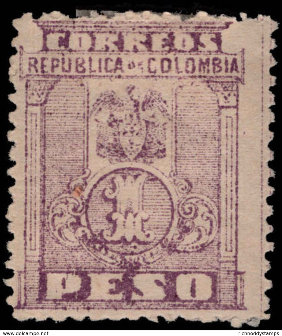 Colombia 1902-03 1p Purple On Buff Perf 12 Lightly Mounted Mint. - Colombia