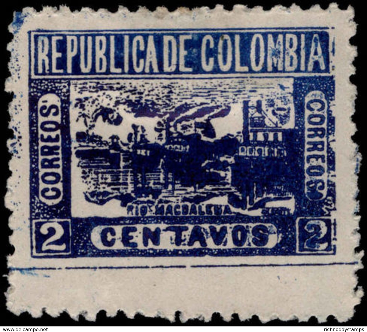 Colombia 1902-03 Barranquilla 2c Blue Perf 12 Lightly Mounted Mint. - Colombia