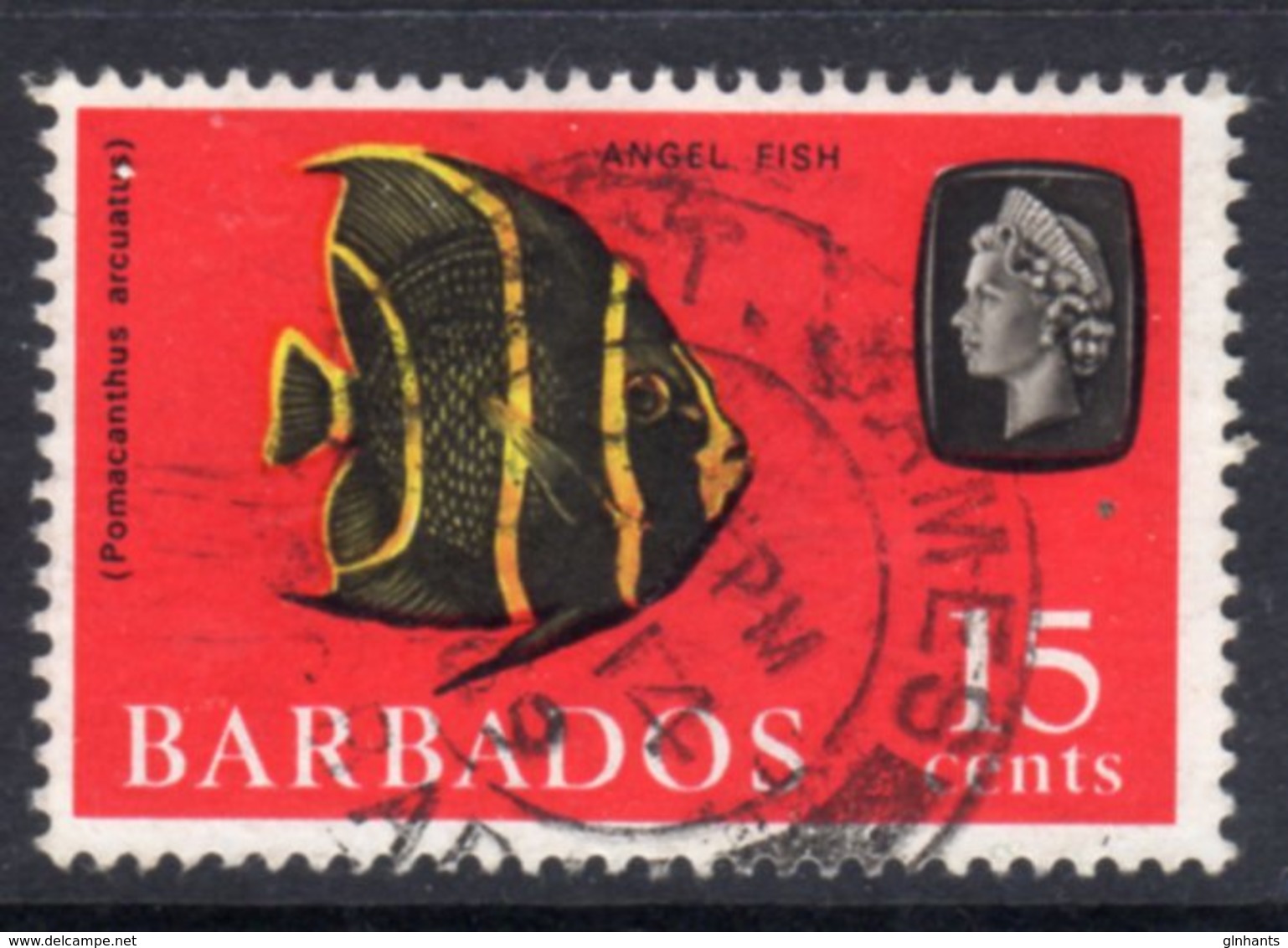 BARBADOS - 1966 15c DEFINITIVE STAMP WMK W12 SIDEWAYS REF D USED SG 350 - Barbados (...-1966)