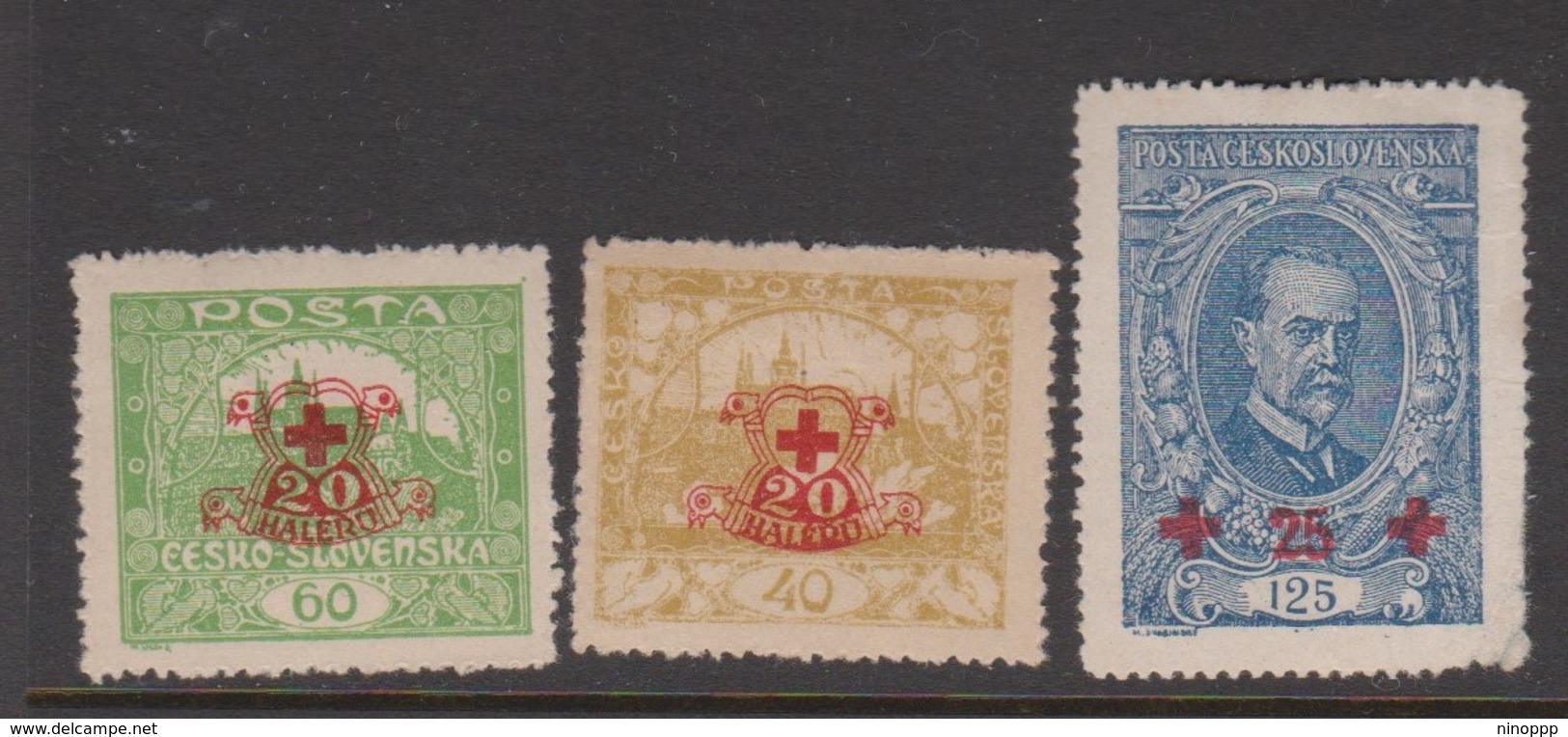Czechoslovakia SG 221-223 1920 Red Cross Fund,mint Hinged - Used Stamps