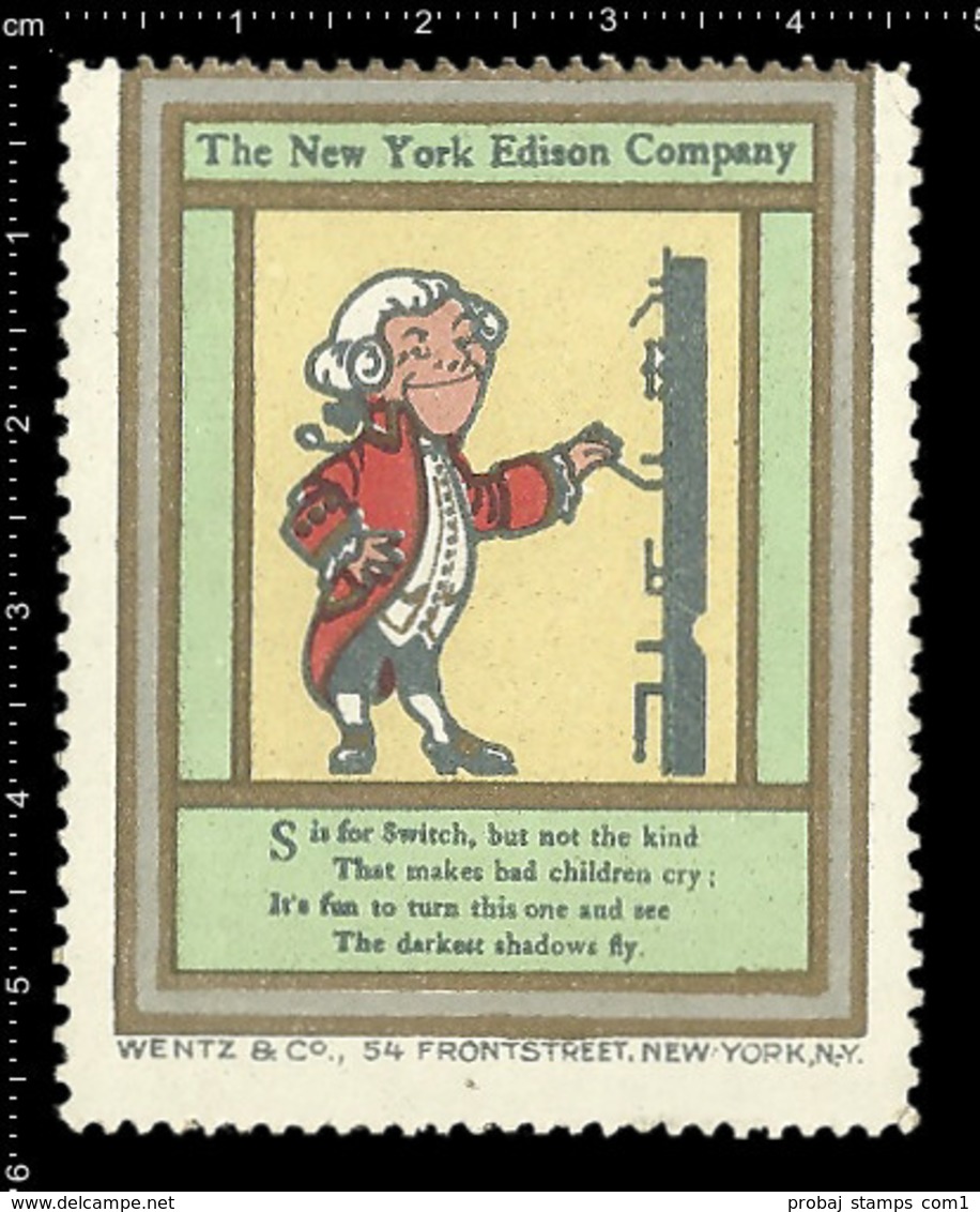 American Poster Stamp, Reklamemarke, Cinderella, The New York Thomas Edison Company, Letter "S" From Alphabet Set - Erinnofilia