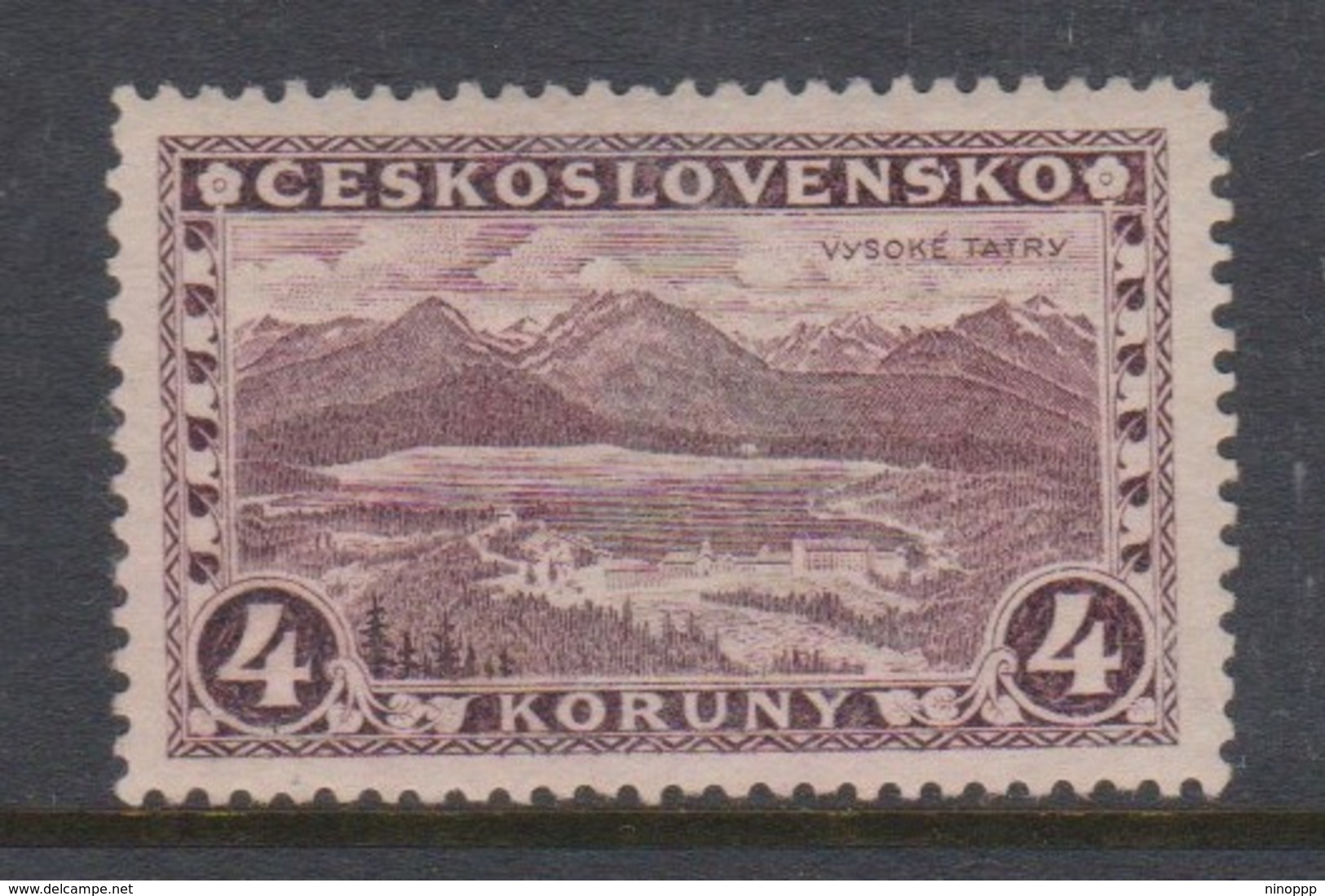 Czechoslovakia SG 276 1928 Great Tatra,4k Purple No Wtmk,mint Hinged - Used Stamps