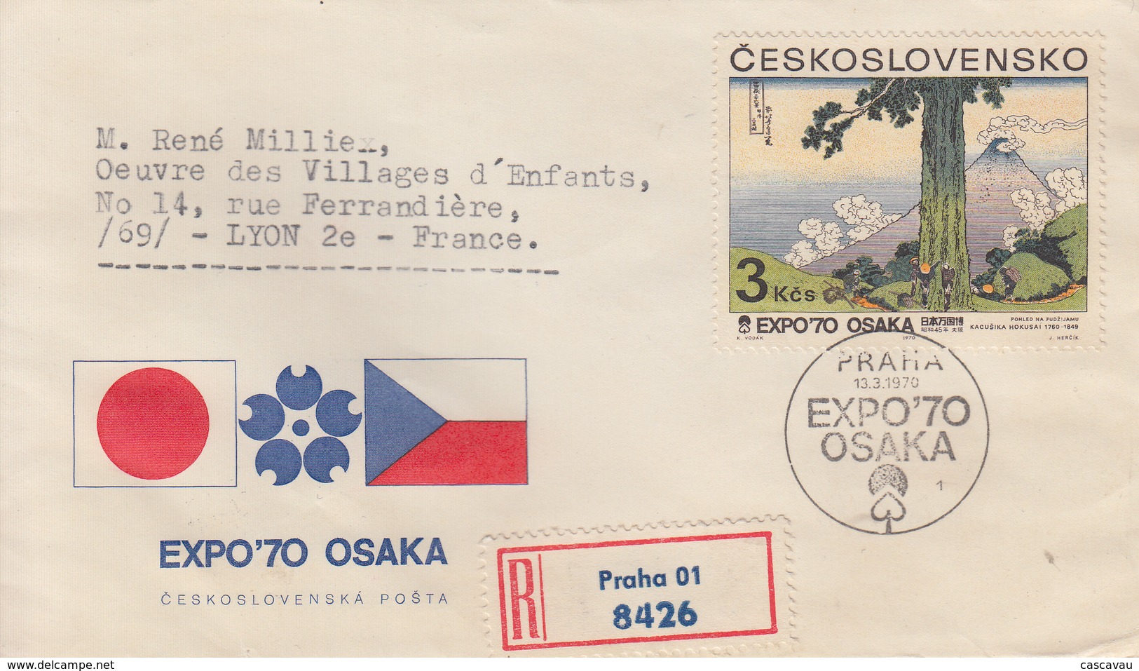 Enveloppe  Recommandée  FDC  1er  Jour   TCHECOSLOVAQUIIE    Exposition  Universelle   OSAKA   1970 - 1970 – Osaka (Japan)