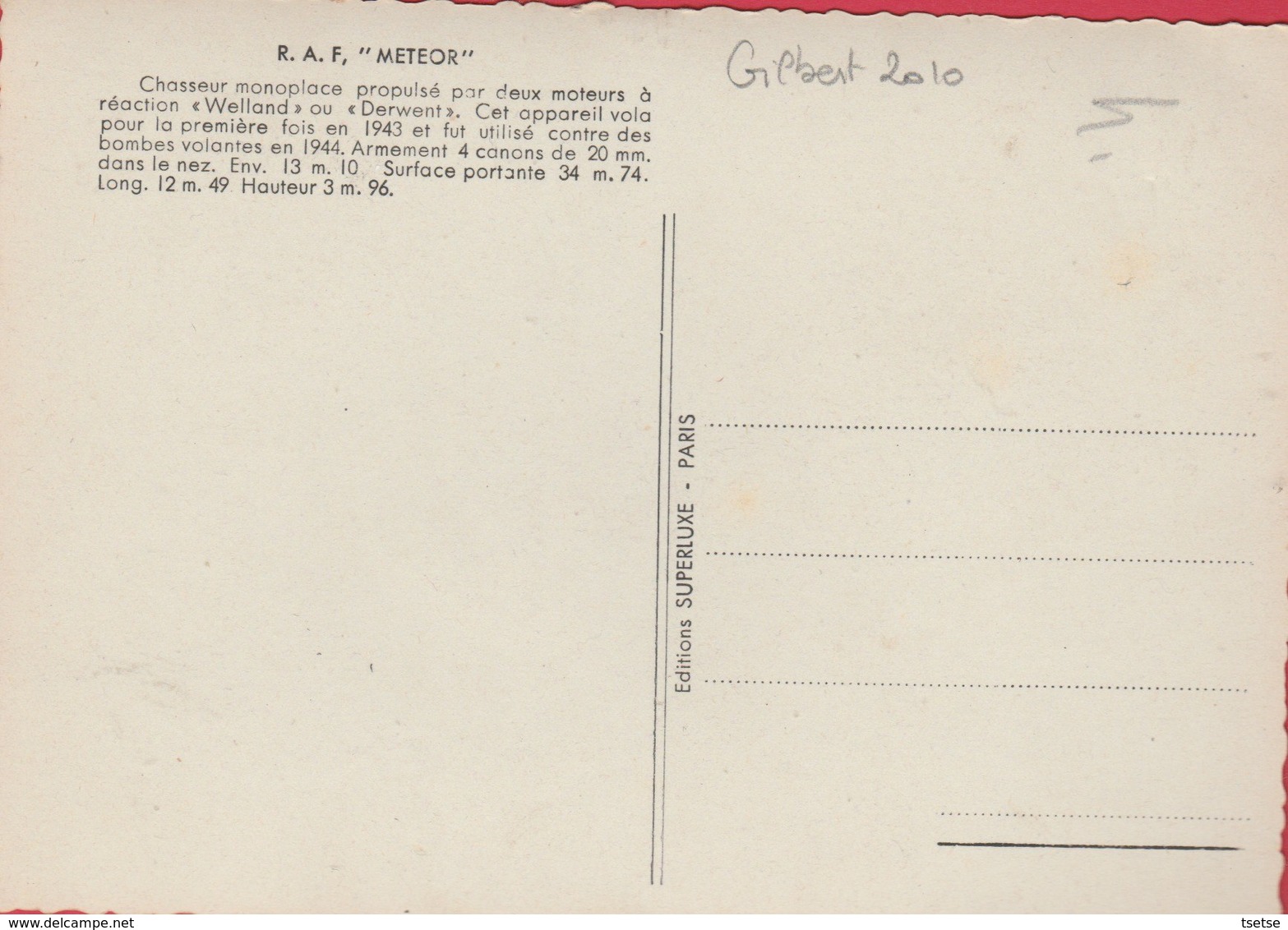 R.A.F. Meteor ... Chasseur Monoplace ( Voir Verso ) - 1946-....: Era Moderna