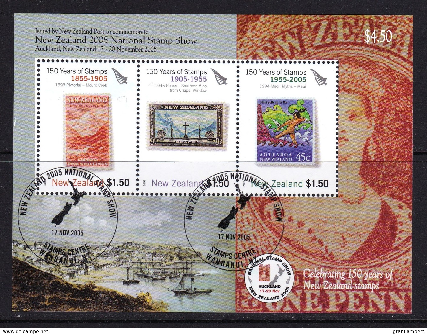 New Zealand 2005 Auckland Stamp Show - 150 Years Minisheet Used - Used Stamps