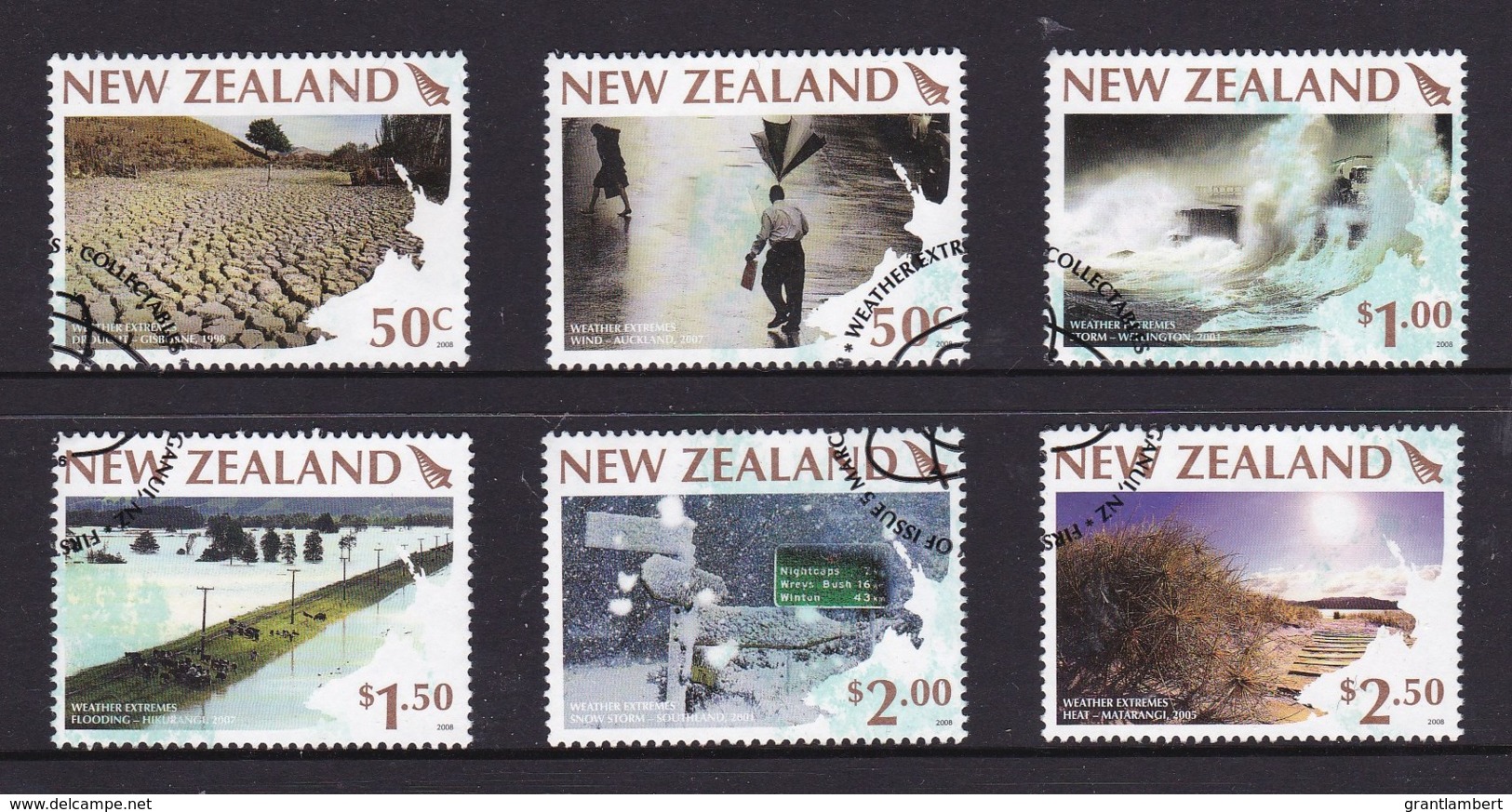 New Zealand 2008 Weather Extremes Set Of 6 Used - Usados