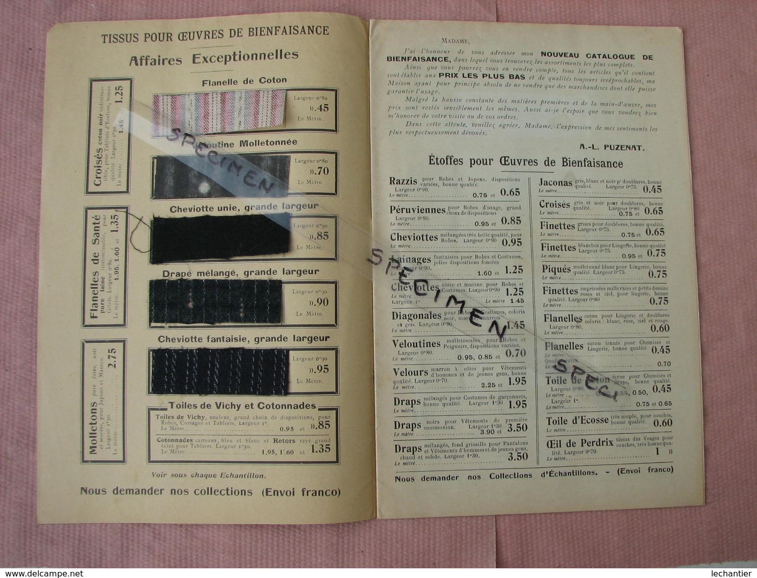 Maison Pour Dames Patronnesses, A-L. Puzenat ,catalogue 1912/1913, 22 Pages 16X24 Etat Parfait - Textile & Vestimentaire