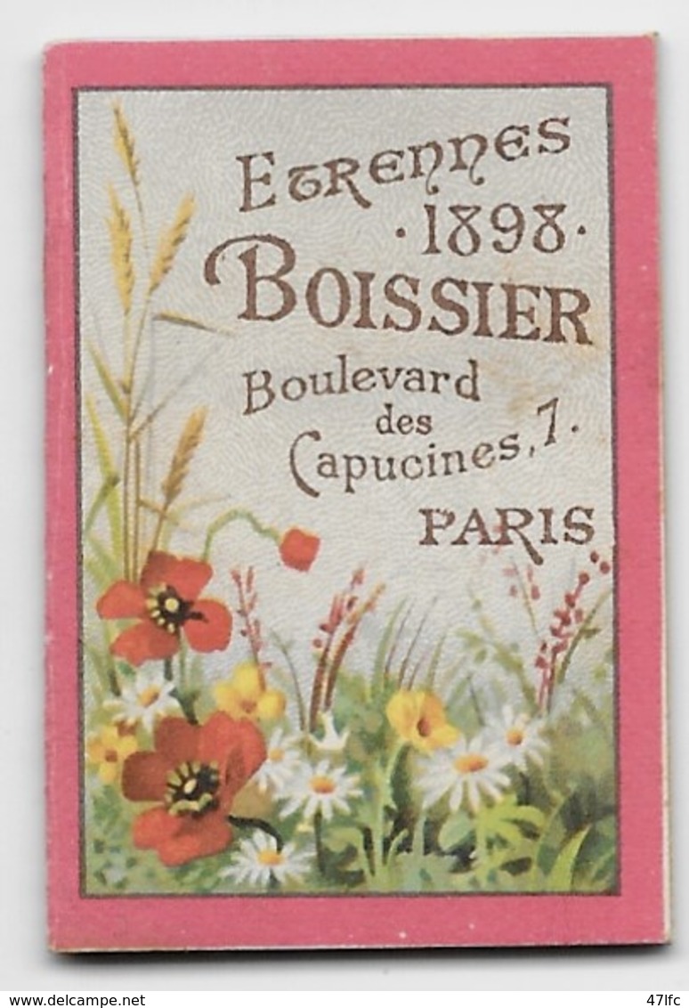 Petit Calendrier Publicitaire "BOISSIER Confiseur, 7 Bd. Des Capucines Paris" - Année 1898 - 4,5 X 3 Cm - TBE - Chocolat