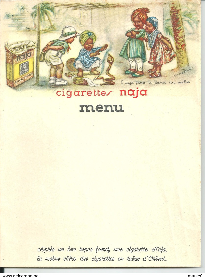 GERMAINE BOURET - MENU - CIGARETTES / NAJA - Bouret, Germaine