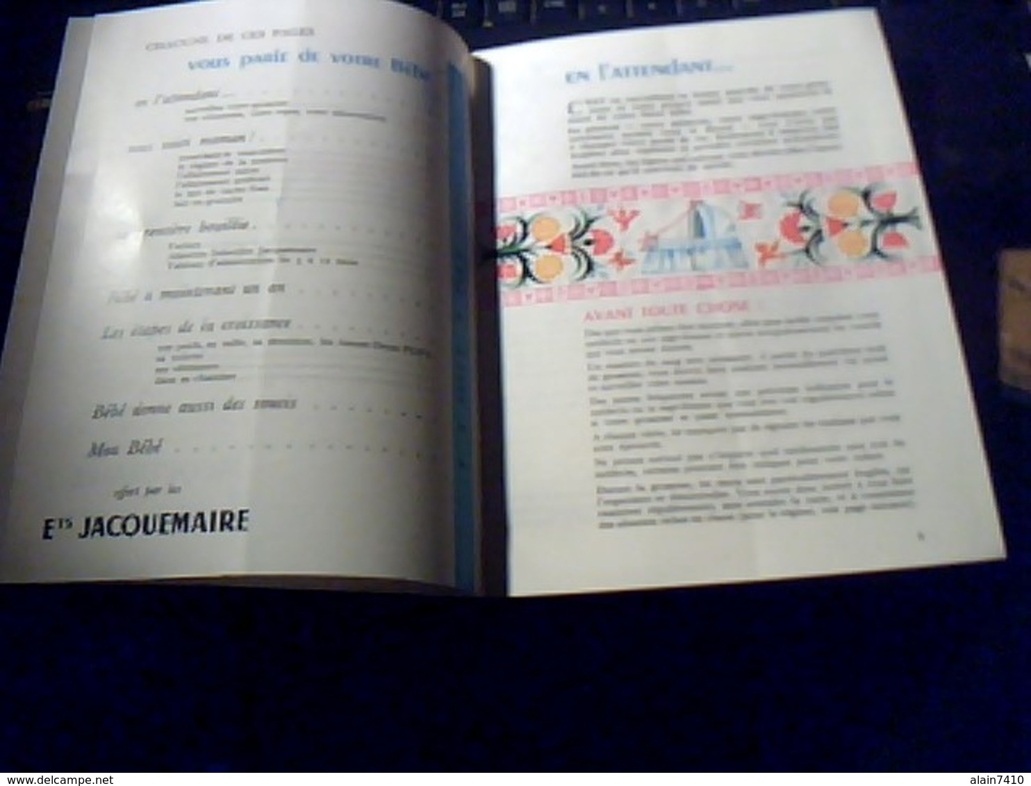 Publicité Produits BLEDINE JACQUEMAIRE " Le  Livret De Bébé " Pour Batir De Beaux Bébés Annee 50/60 - Pubblicitari