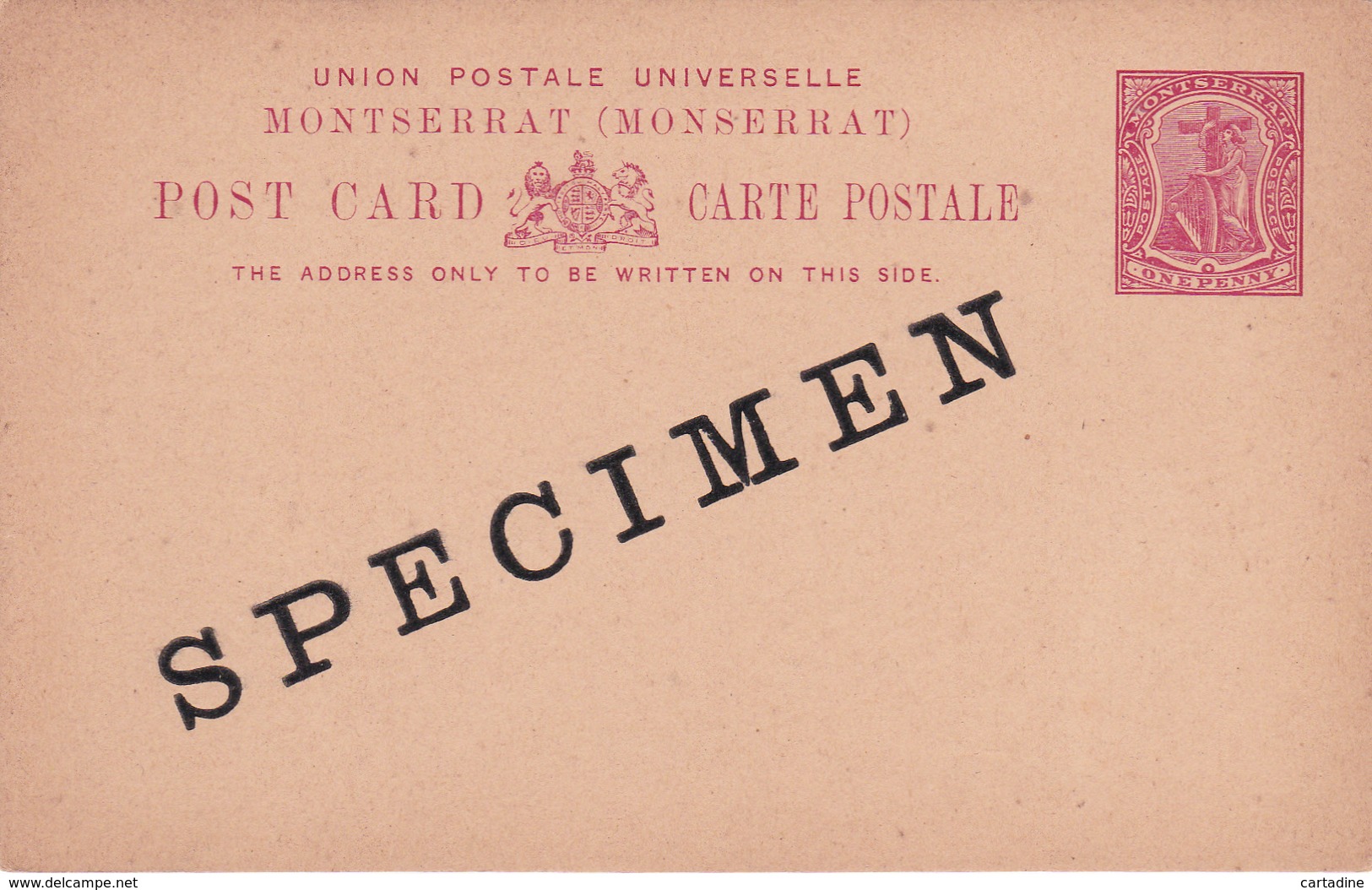 Entier Postal -  Monserrat - One Penny Red / Rouge  - SPECIMEN!!! - Montserrat