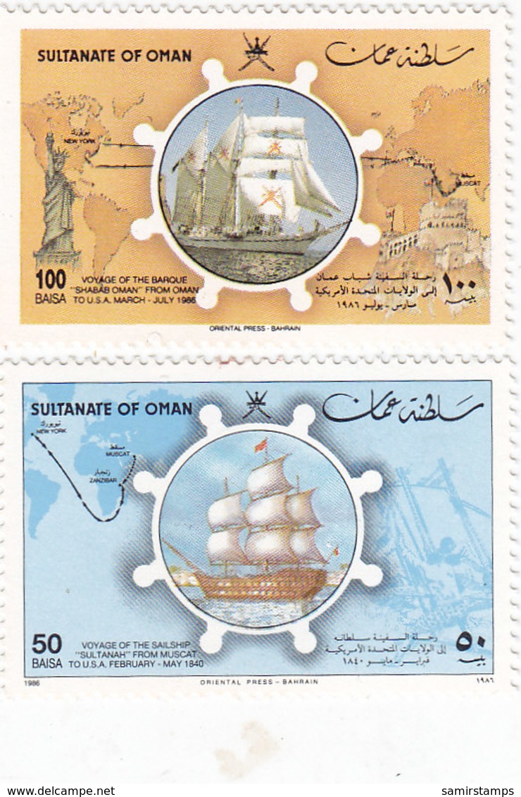 Oman 1986- Deoarture Of Ship To USA 2v.complete MNH Set- Boat - Reduced Price- SKRILL PAY. ONLY - Oman