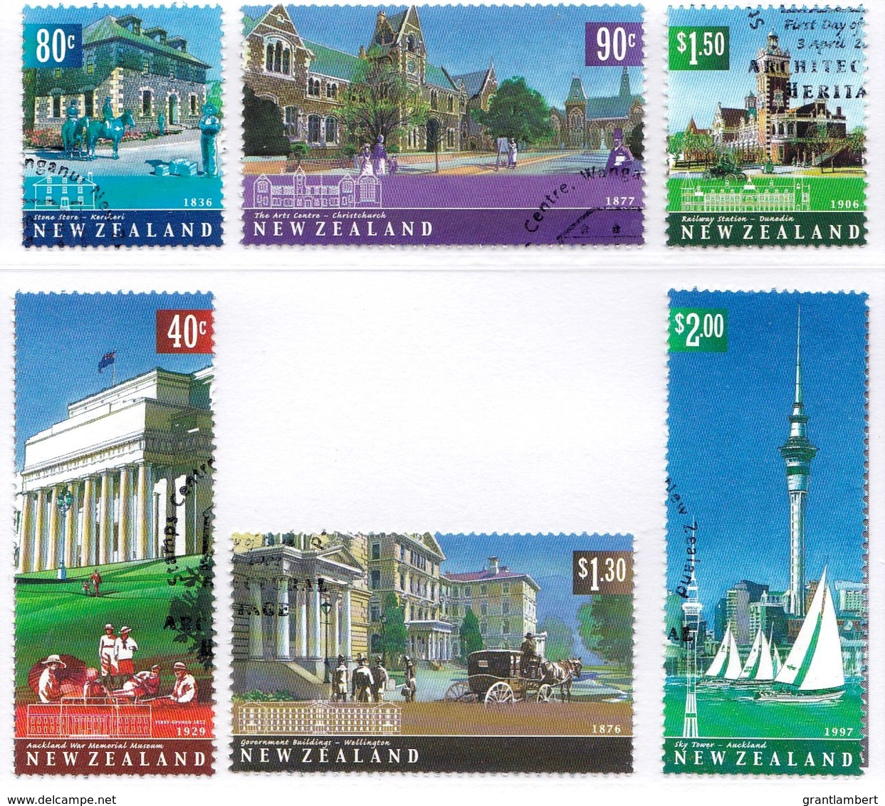 New Zealand 2002 Architectural Heritage Set Of 6 Used - Used Stamps