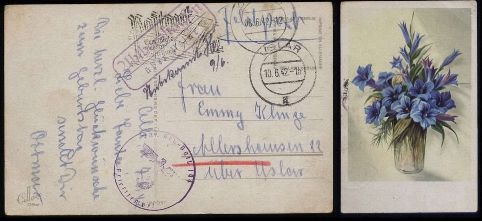 P0113 - DR Propaganda Postkarte Enzian Mit Landpoststempel : Gebraucht Mit Feldpost Ahlbershausen über Uslar - Allersh - Cartas & Documentos