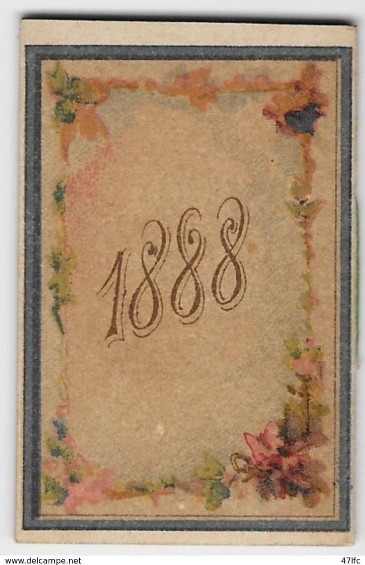 Petit Calendrier Publicitaire "F. DESTOUESSE Imprimerie, Lithographie, Bordeaux" - Année 1888 - 5,7 X 3,7 Cm - TBE - Autres & Non Classés