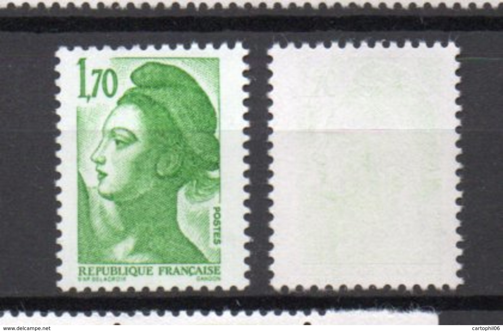 - FRANCE - Variété N° 2318 - 1 F. 70 Vert Type Liberté - IMPRESSION A SEC - - Neufs