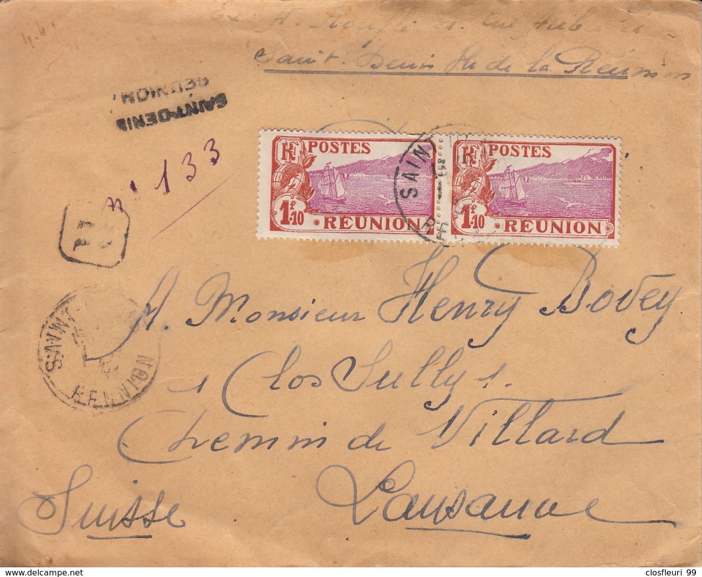 Deux (2) Lettres St-Denis-Lausanne (CH) Avec Cachet De Cire 1923 & 1935 - Lettres & Documents