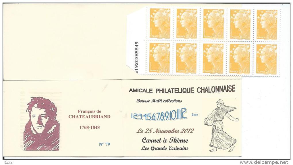 Carnet Privé A.P.C. Chalon Sur Saône 2012 - Carnet à Théme Grands Ecrivains -François De CHATEAUBRIAND - Autres & Non Classés