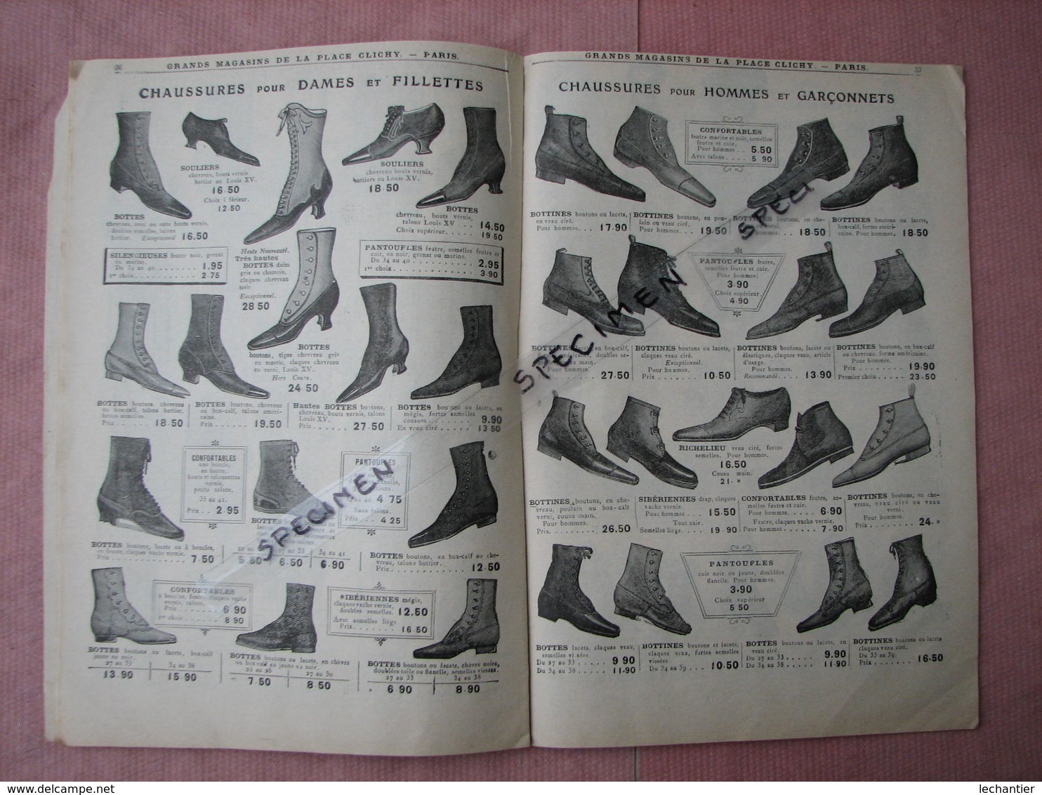 A La Place Clichy Hiver 1907/08 Vetements, Chapeaux, Chaussures, 64 Pages + 2 Pages Echantillons - Textile & Vestimentaire
