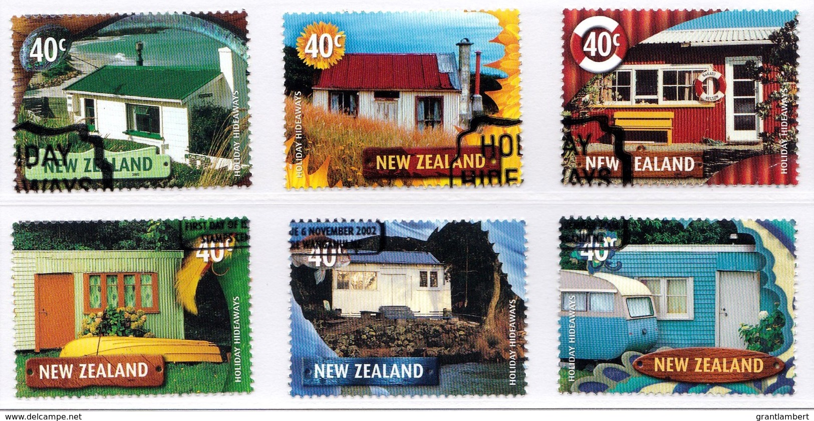New Zealand 2002 Holiday Hideaways Set Of 6 Used - Used Stamps