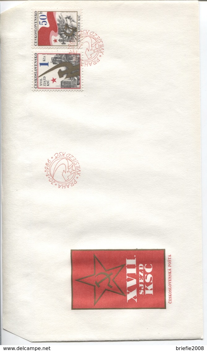 CSSR # 2853-4 FDC. KPC, Rote Fahne Landwirtschaft Industrie. Ersttagssonderstempel - FDC