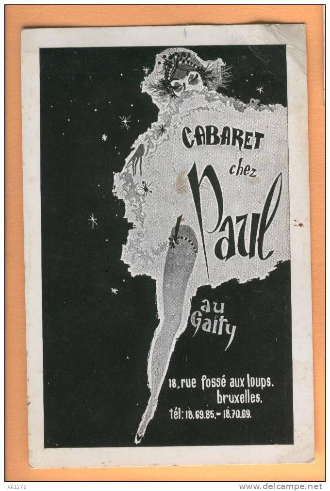 E846b Carte Pub Cabaret Chez Paul Au Gaity 18, Rue Fossé Aux Loups Bruxelles.Cachet Loterie Africaine, 1961 Vers Genève. - Publicité