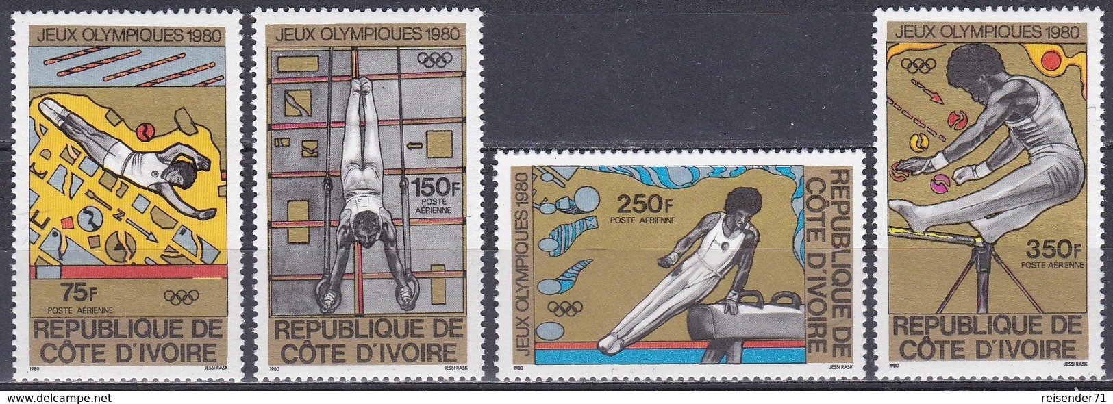 Elfenbeinküste Ivory Coast Cote D'Ivoire 1980 Sport Spiele Olympia Olympics Moskau Turnen Gymnastics, Mi. 649-2 ** - Côte D'Ivoire (1960-...)