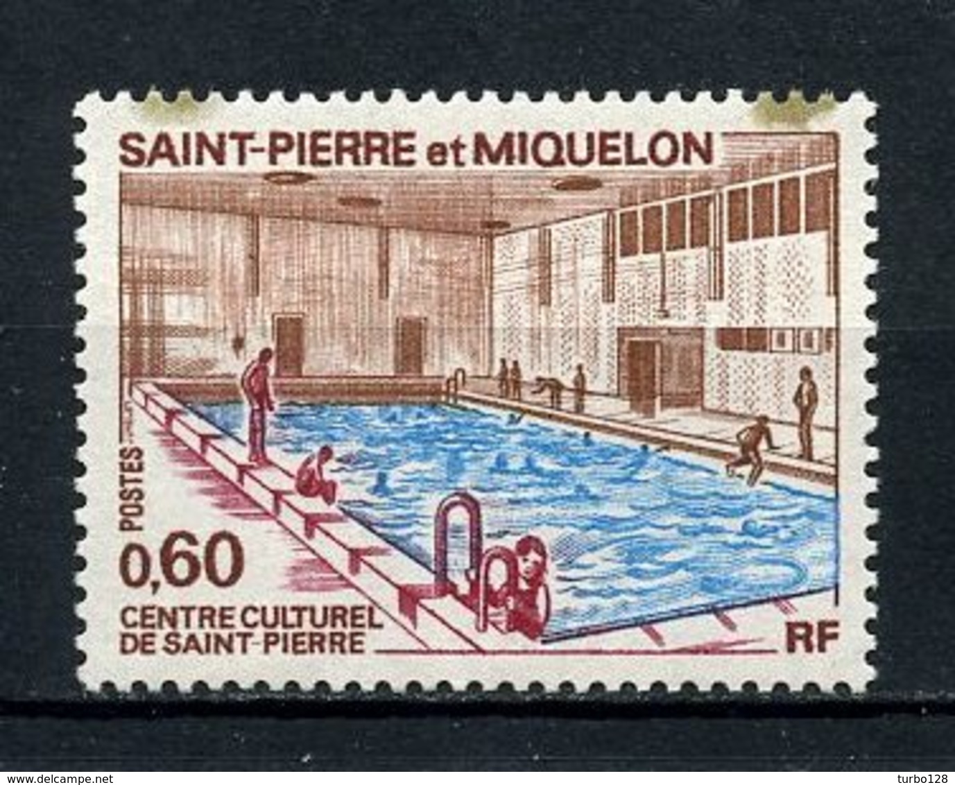 SPM MIQUELON 1973 N° 431 ** Neuf MNH Incrustation Dans Le Papier C 6,50 € Centre Culturel Piscine Natation Sports - Unused Stamps