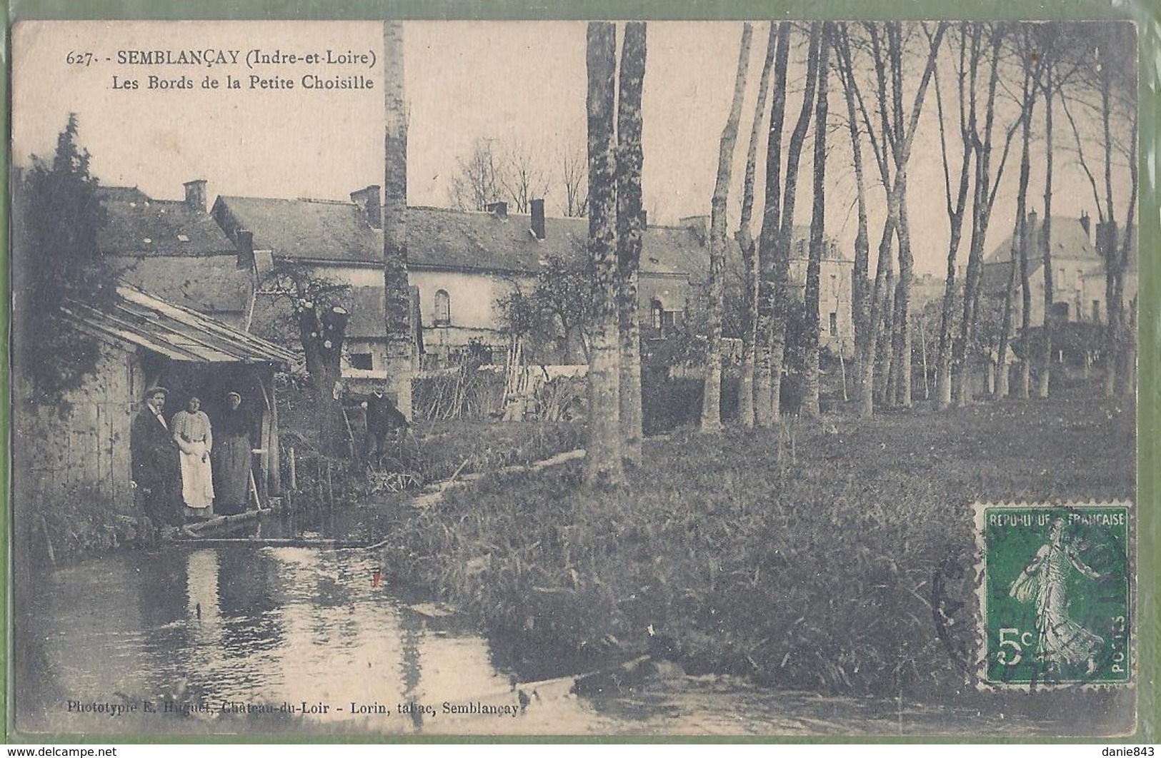 CPA - INDRE ET LOIRE - SEMBLANCAY - LES BORDS DE LA PETITE CHOISILLE - Animation Au Lavoir - Lorin, Tabac, éditeur / 627 - Semblançay