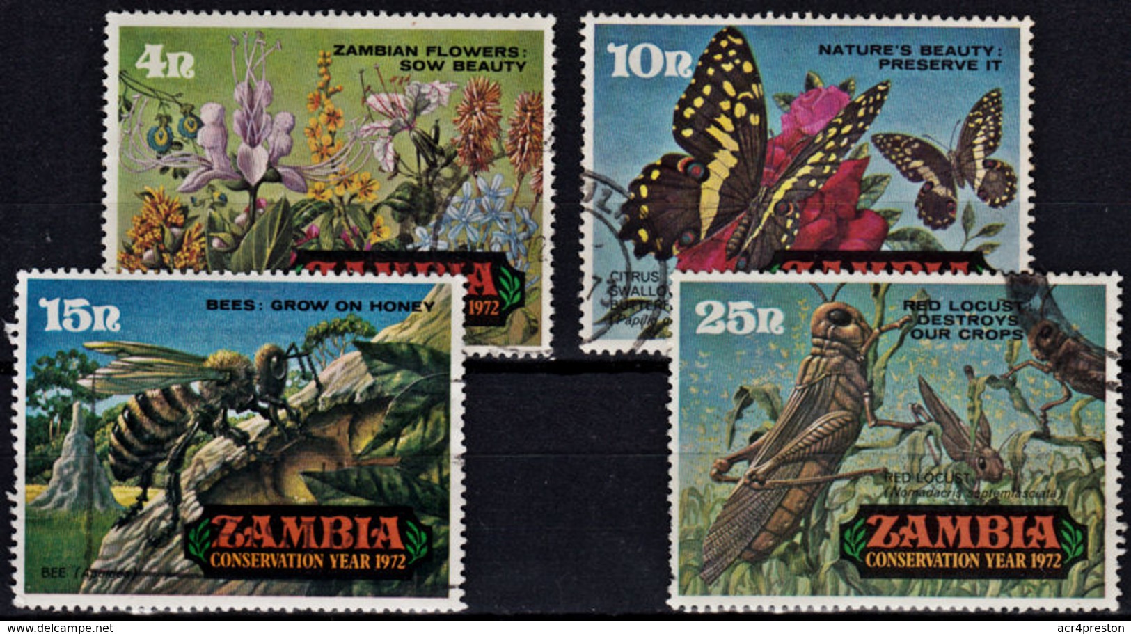 A0358 ZAMBIA 1972, SG 177-80  Conservation Year, Series 3,  Used - Zambia (1965-...)