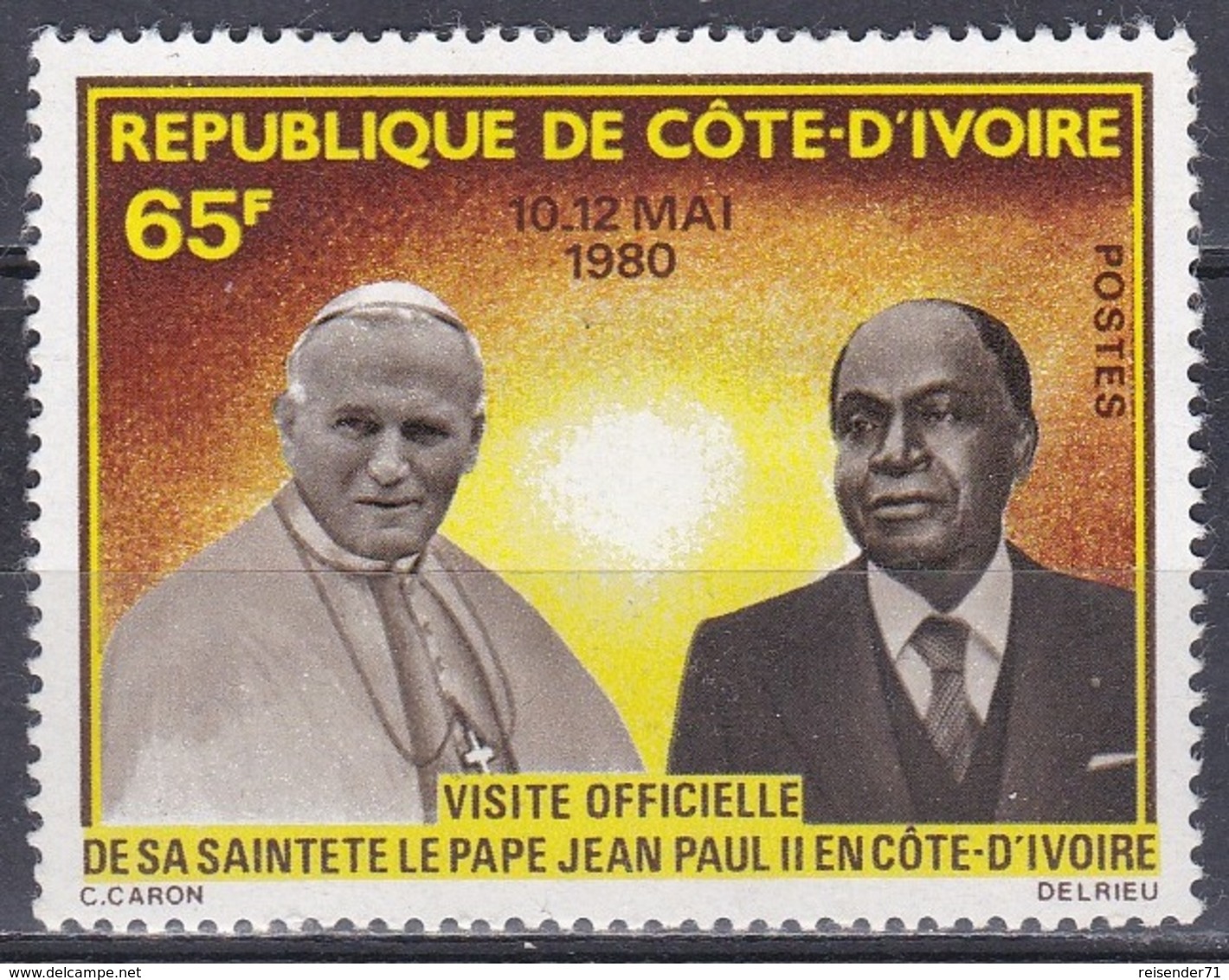 Elfenbeinküste Ivory Coast Cote D'Ivoire 1980 Religion Christentum Papst Johannes Paul II. Pope, Mi. 641 ** - Côte D'Ivoire (1960-...)