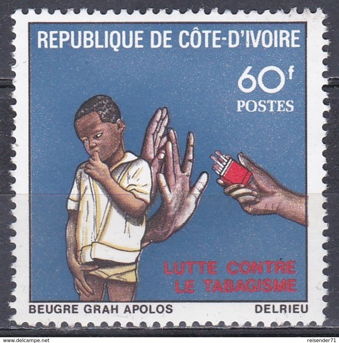 Elfenbeinküste Ivory Coast Cote D'Ivoire 1980 UNO ONU WHO Welt-Gesundheitstag Health Rauchen Smoking, Mi. 640 ** - Côte D'Ivoire (1960-...)