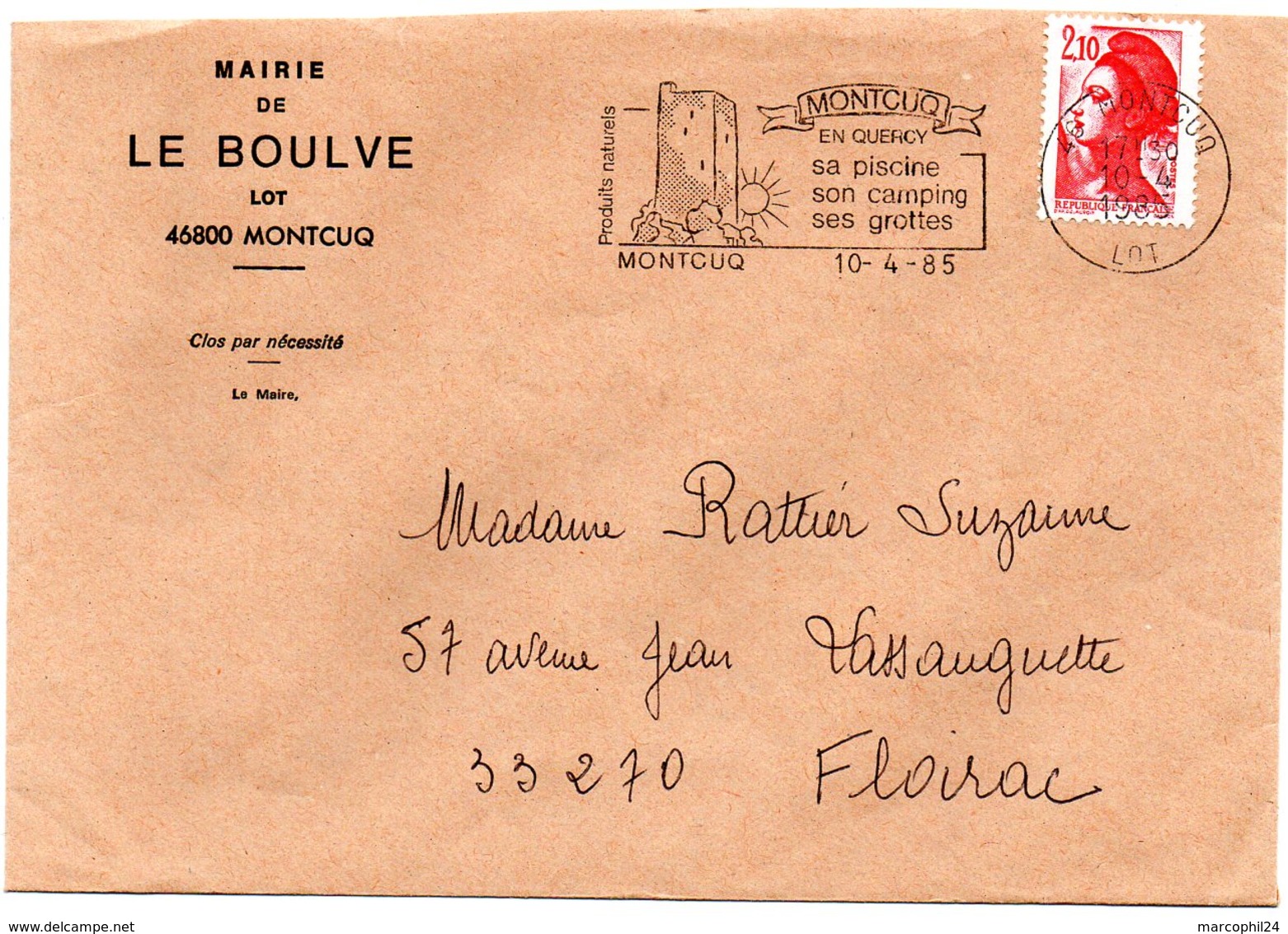 LOT - Dépt N° 46 = LE BOULVE / MAIRIE + MONTCUQ 1990 = FLAMME SECAP  Illustrée ' En QUERCY / Grottes  ' - Mechanical Postmarks (Advertisement)