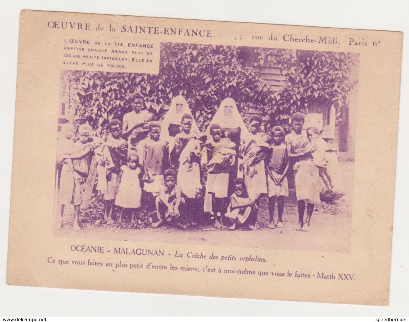 26559 OCEANIE - MALAGUNAN Crêche Orphelins Oeuvre Sainte Enfance Paris BON Pour Baptêmes Enfants Rachat Abandonné - Papua New Guinea