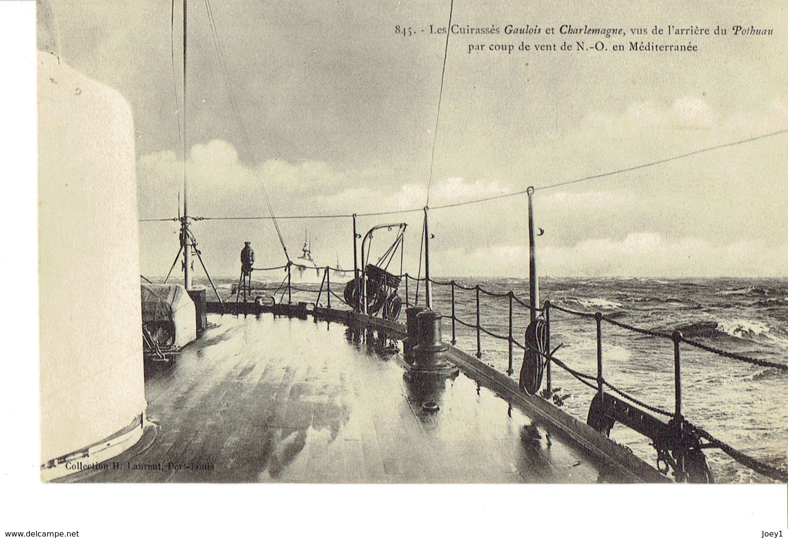 Cpa Les Cuirassés Gaulois Et Charlemagne Vue De L'arrière Du Pothuan. - Guerra