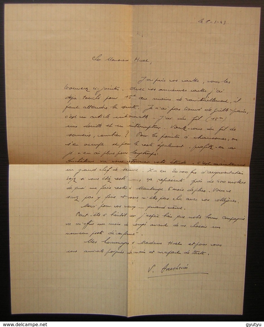 Maubeuge (Nord) 1943 Lettre Recommandée Pour Monsieur Huet à Tresboeuf (ile Et Vilaine) - 1921-1960: Période Moderne