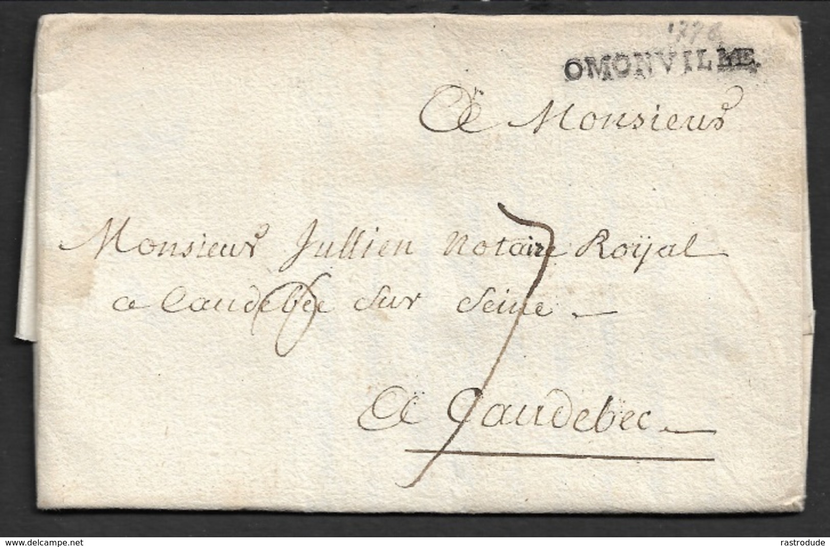 1778 - LAC - OMONVILLE  (Seine-Maritime) - 31mm X 3mm - Ind. 15 - Très Petit Village - 1701-1800: Precursors XVIII