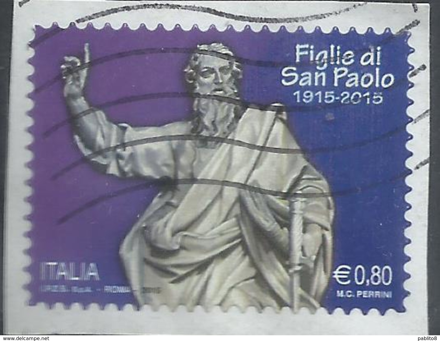 ITALIA REPUBBLICA ITALY REPUBLIC  2015 FONDAZIONE PIA SOCIETÀ FIGLIE DI SAN PAOLO € 0,80 USATO USED OBLITERE' - 2011-20: Usati