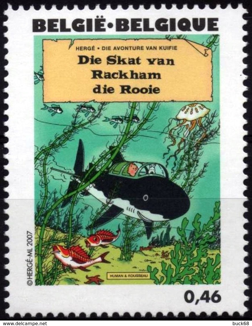 BELGIQUE 3630 ** MNH Centenaire HERGE 2007 Tintin Kuifje : Le Trésor De Racham Le Rouge - Bandes Dessinées