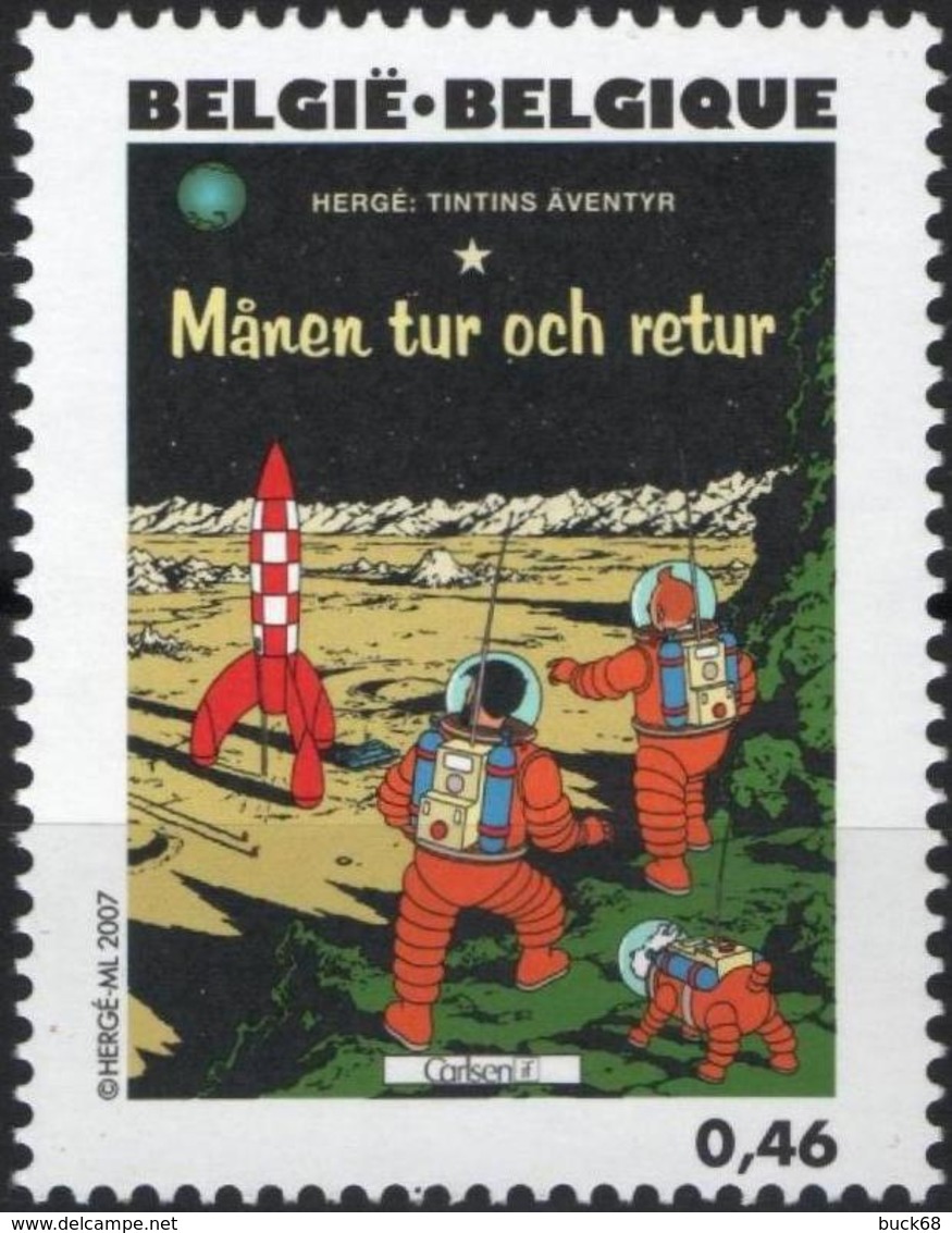 BELGIQUE 3636 ** MNH COB 3653 Centenaire HERGE 2007 Tintin Kuifje : On A Marché Sur La Lune - Fumetti