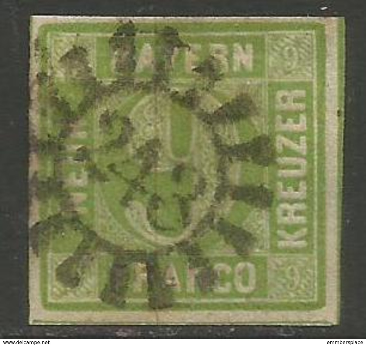 Bavaria - 1850-8 Numeral 9k Yellowish-green Used    SG 17 - Other & Unclassified
