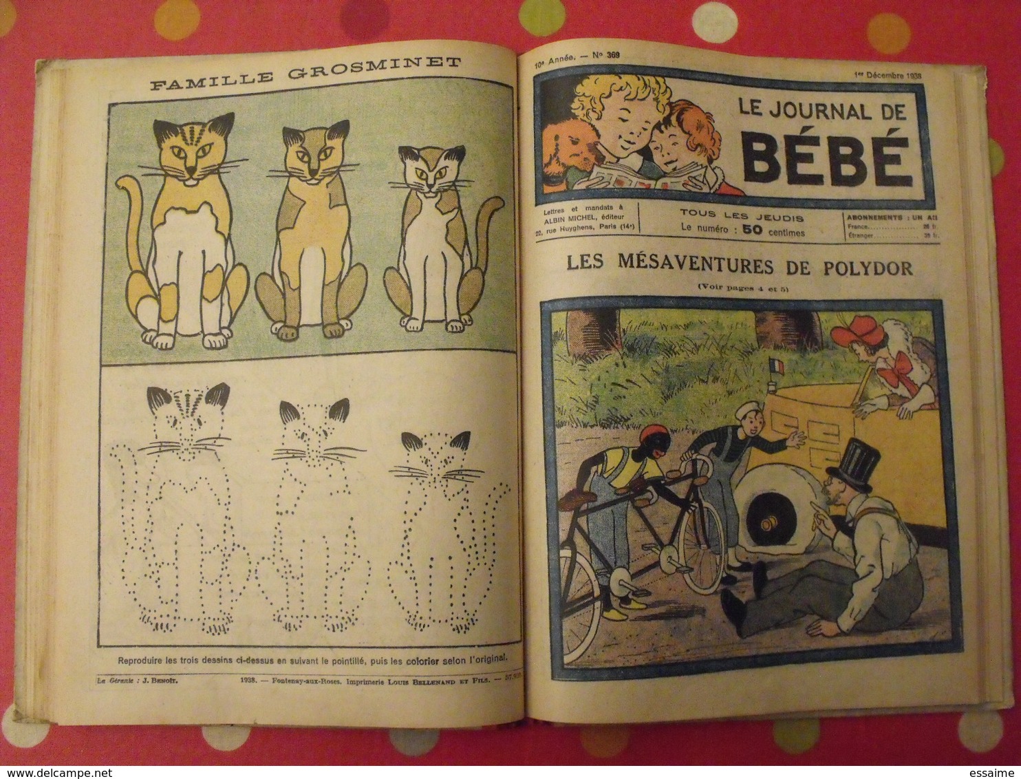 recueil reliure de 12 revues "le journal de bébé". 4ème trimestre 1938. pouf davine rob-vel rotman rogelon pélik polydor